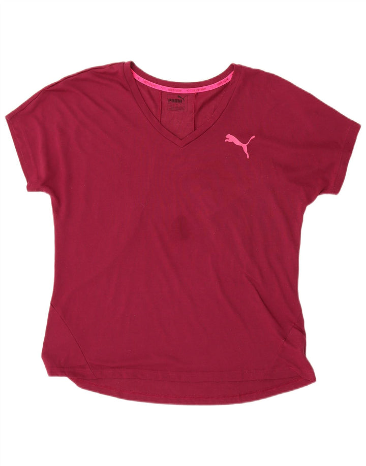 Женская футболка Puma Top UK 16, большой бордовый полиэстер