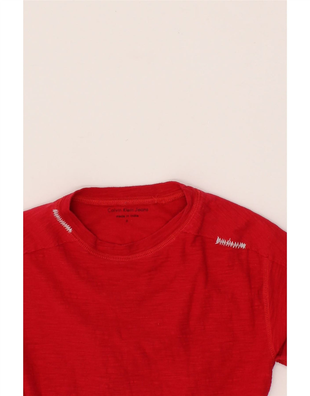CALVIN KLEIN JEANS Womens T-Shirt Top US 6 Medium Red Vintage Calvin Klein Jeans and Second-Hand Calvin Klein Jeans from Messina Hembry 