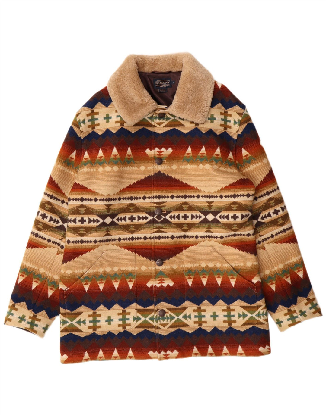 Мужское пальто Pendleton UK 40, большое разноцветное шерстяное ацтекское пальто с геометрическим узором