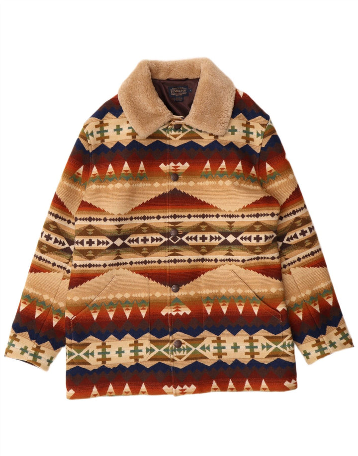 Мужское пальто Pendleton UK 40, большое разноцветное шерстяное ацтекское пальто с геометрическим узором