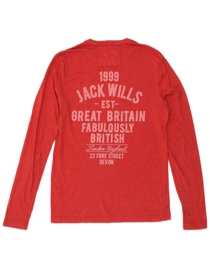 JACK WILLS Мужской топ с рисунком, длинный рукав, маленький красный хлопок