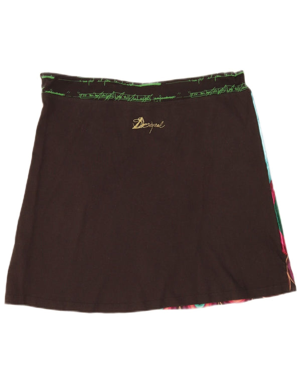 Женская юбка трапециевидного силуэта с рисунком Desigual XL W36, черный хлопок с геометрическим узором