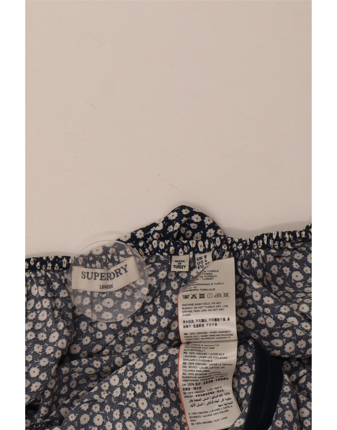 SUPERDRY Женский комбинезон UK 8, маленький размер, темно-синий, вискоза с цветочным принтом