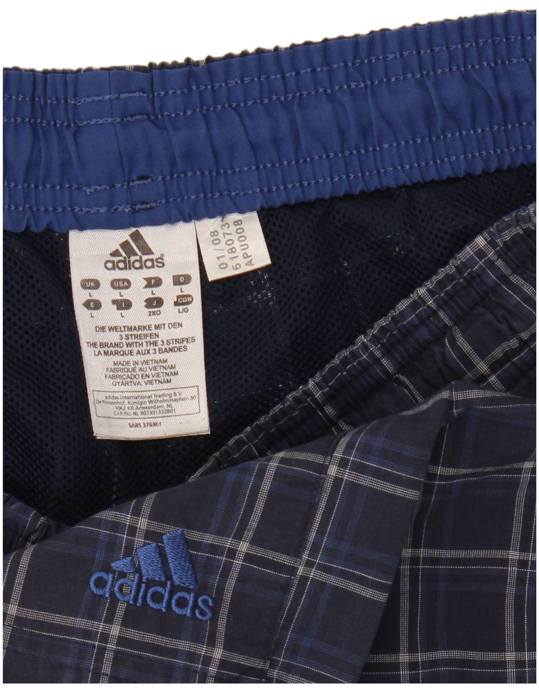Мужские шорты для плавания Adidas, синие, полиэстер в клетку