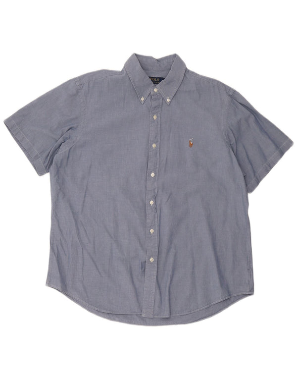 Мужская рубашка с коротким рукавом Polo Ralph Lauren XL, синяя, хлопок