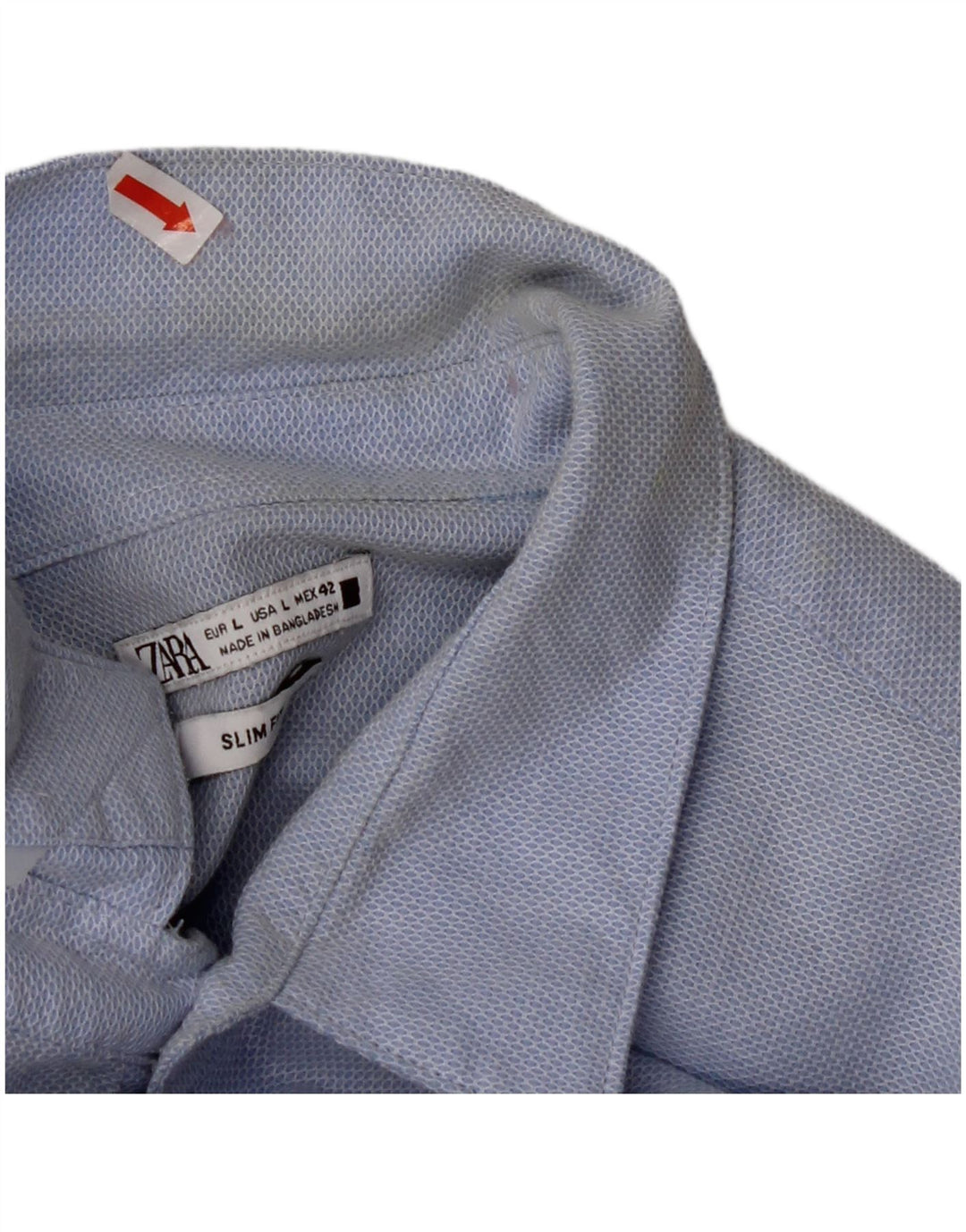 Мужская рубашка узкого кроя ZARA, большой синий хлопок
