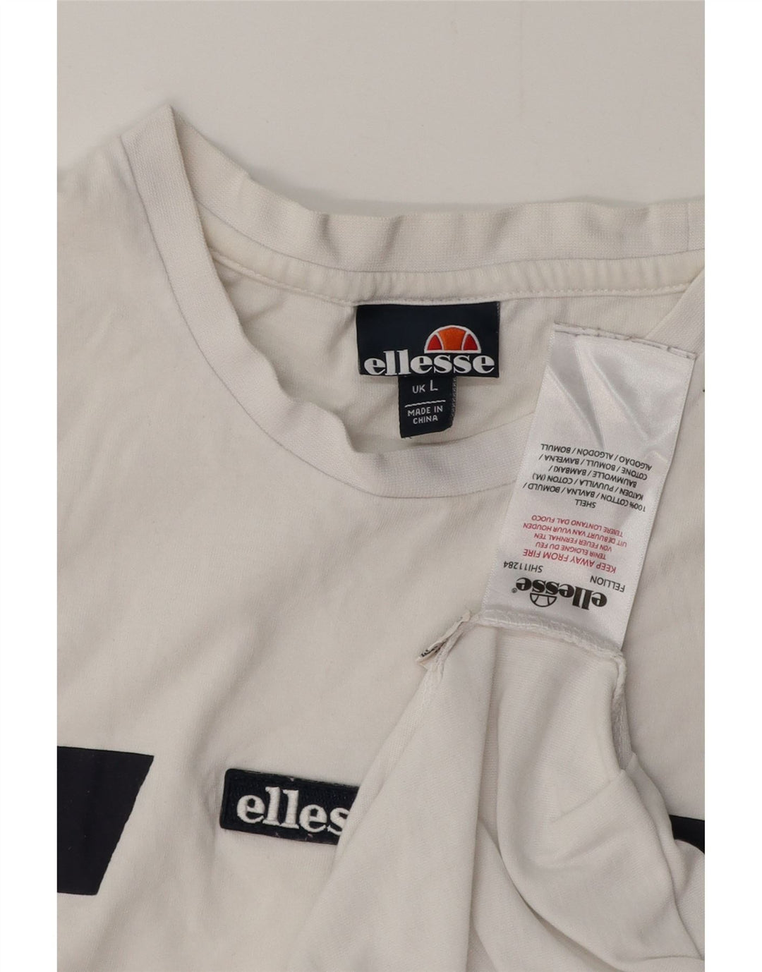 ELLESSE Мужская футболка из хлопка большого размера белого цвета с цветными блоками