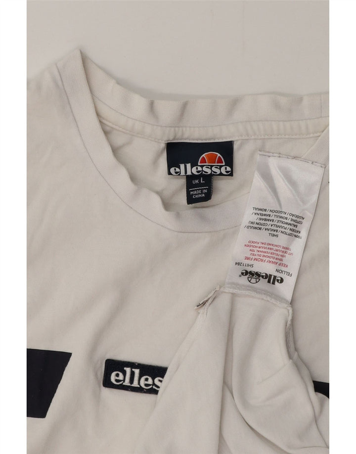 ELLESSE Мужская футболка из хлопка большого размера белого цвета с цветными блоками