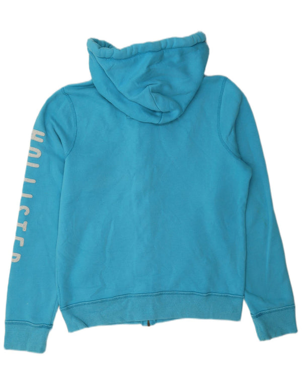 Hollister Мужской свитер с капюшоном и молнией с графическим рисунком, средний синий хлопковый свитер