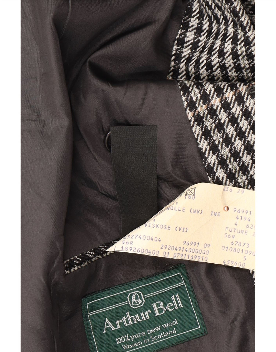 Мужской двубортный пиджак VINTAGE EU 56 3XL, черный с узором «в елочку»