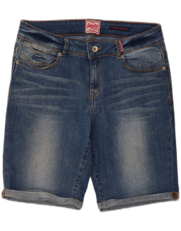 Женские джинсовые шорты-бермуды скинни Superdry W32, хлопковые, среднего синего цвета
