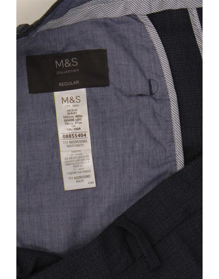 Мужские прямые классические брюки Marks & Spencer W40 L31 темно-синие