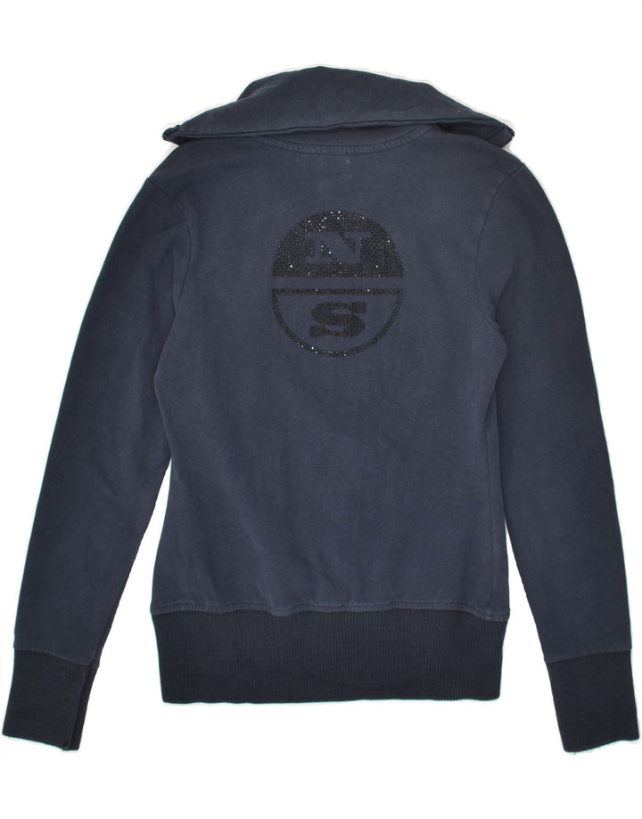 NORTH SAILS Womens Graphic Tracksuit Top Jacket UK 12 Medium Navy Blue Vintage North Sails and Second-Hand North Sails from Messina Hembry 