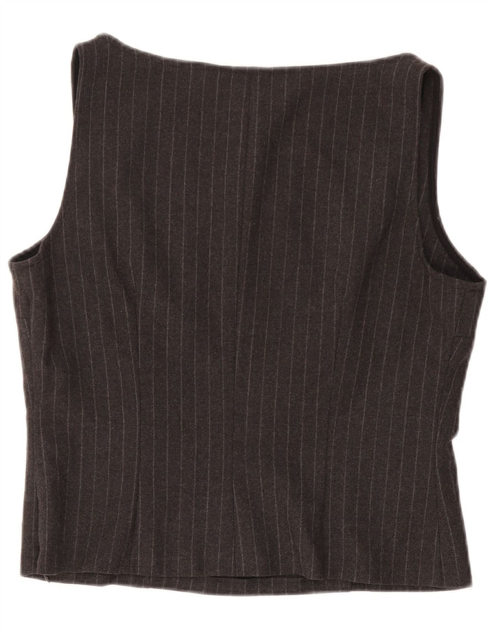 GAI MATTIOLO Женская укороченная блузка без рукавов IT 48 XL Серая в тонкую полоску