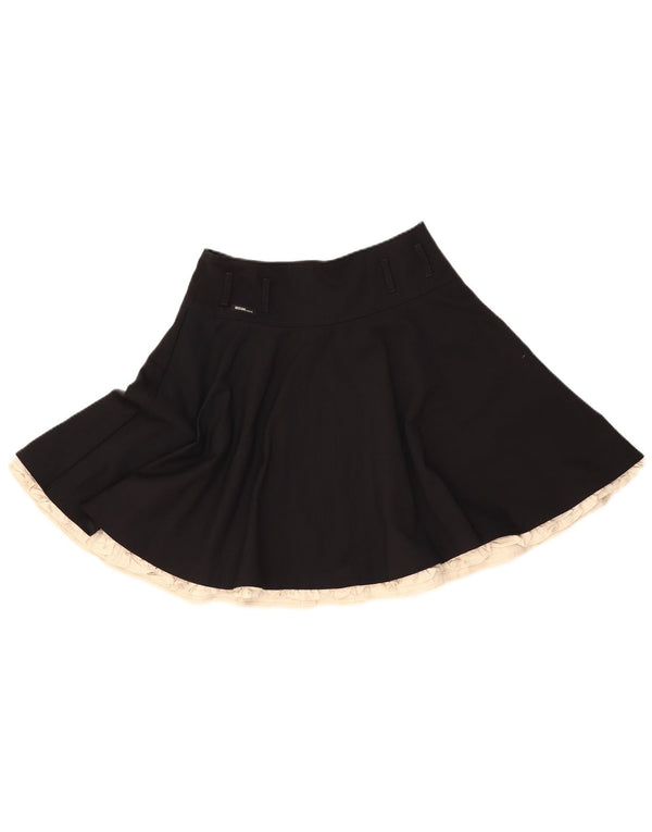 MOSCHINO Женская юбка-трапеция с завышенной талией UK 12 Medium W28 Черная