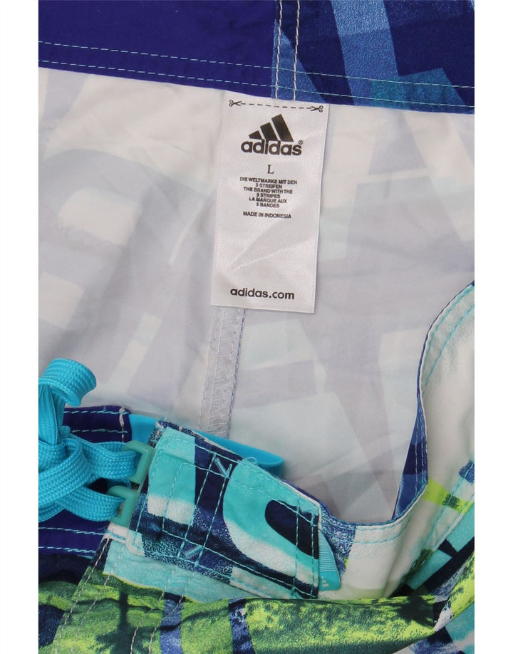 Мужские шорты для плавания Adidas с абстрактным рисунком и графическим рисунком, большие синие полиэстеровые шорты