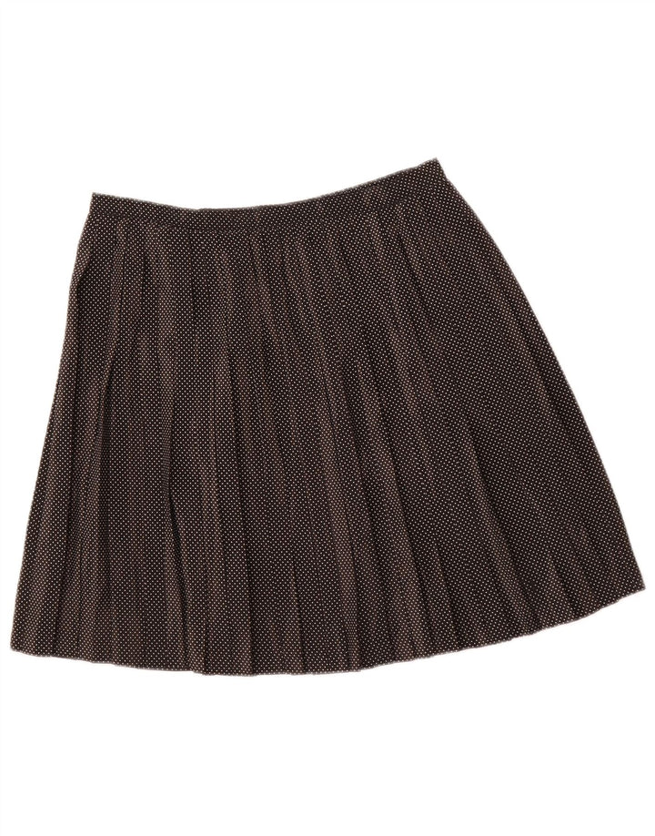BENETTON Womens Pleated A-Line Skirt IT 44 Medium W28  Black Spotted