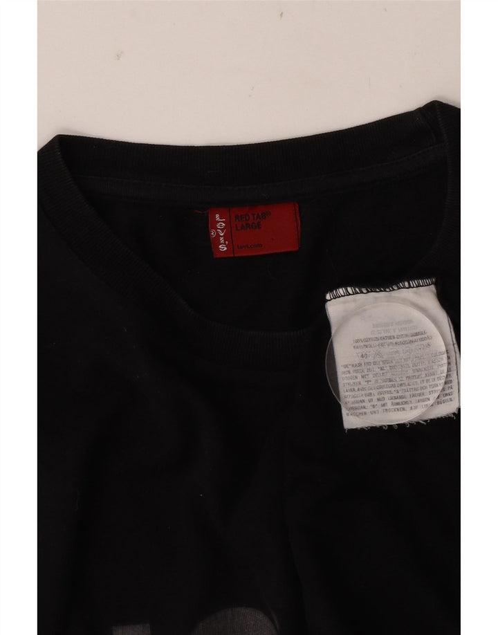 Мужской топ с рисунком Levi's, длинный рукав, большой черный хлопок, хлопок
