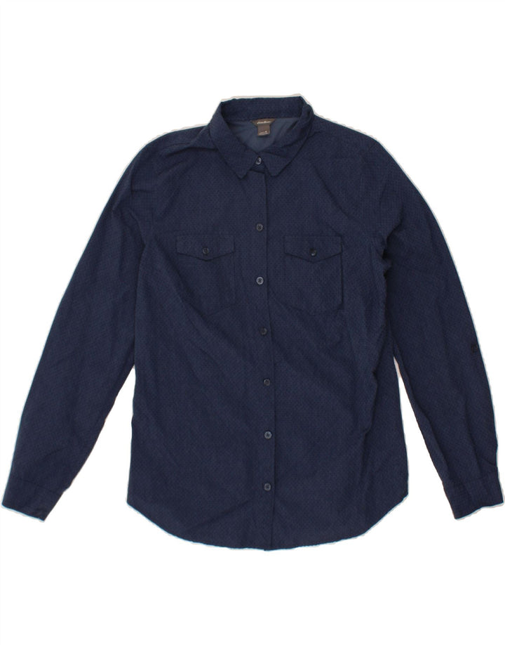 EDDIE BAUER Womens Shirt UK 12 Medium Navy Blue Spotted Nylon Vintage Eddie Bauer and Second-Hand Eddie Bauer from Messina Hembry 