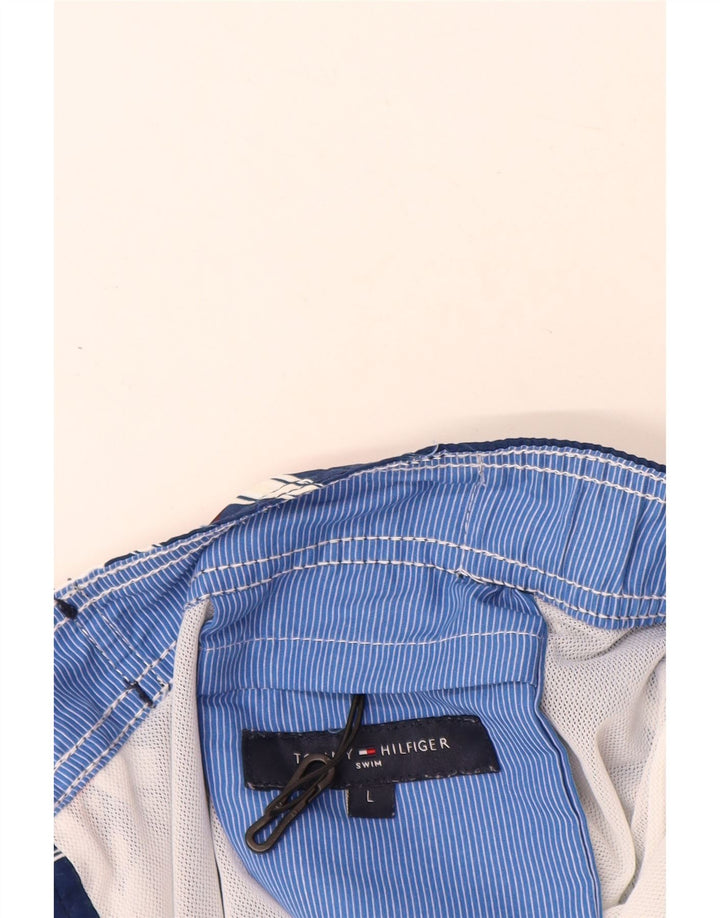 Мужские шорты для плавания TOMMY HILFIGER, большие размеры, темно-синие, полиэстер с цветочным принтом