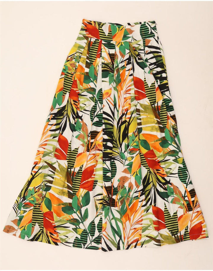 Винтажная женская юбка-трапеция W26, маленькая, разноцветная с цветочным принтом