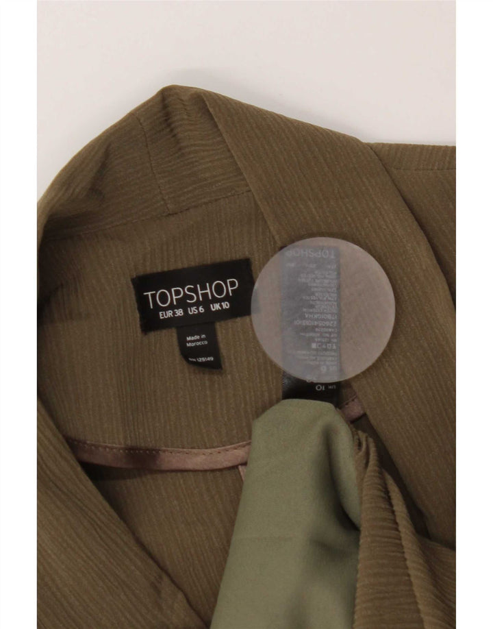 Topshop Женский пиджак оверсайз на 1 пуговице UK 10, маленький хаки в тонкую полоску