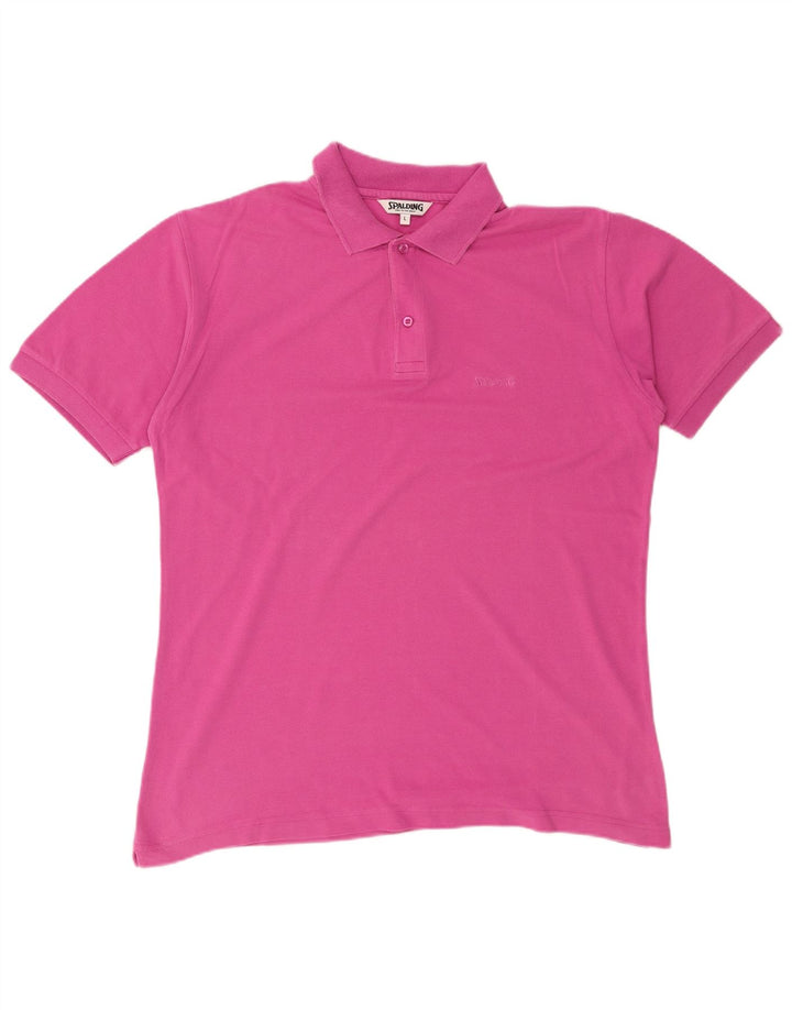 SPALDING Mens Polo Shirt Large Pink Cotton