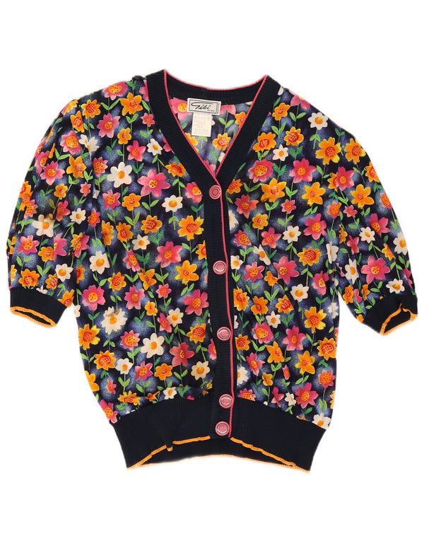 Женский кардиган Gibi UK 14, большой темно-синий с цветочным принтом из ацетата