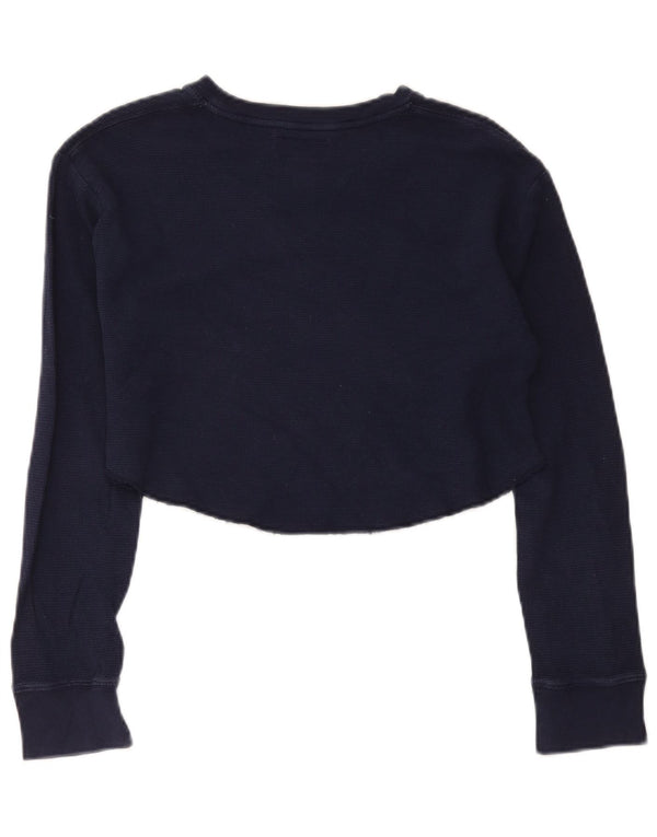 Женский укороченный топ с длинными рукавами Polo Ralph Lauren, Великобритания 18 XL, темно-синий, хлопок