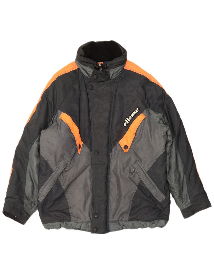 Мужская лыжная куртка Ellesse свободного кроя IT 50, большая черная с цветными блоками
