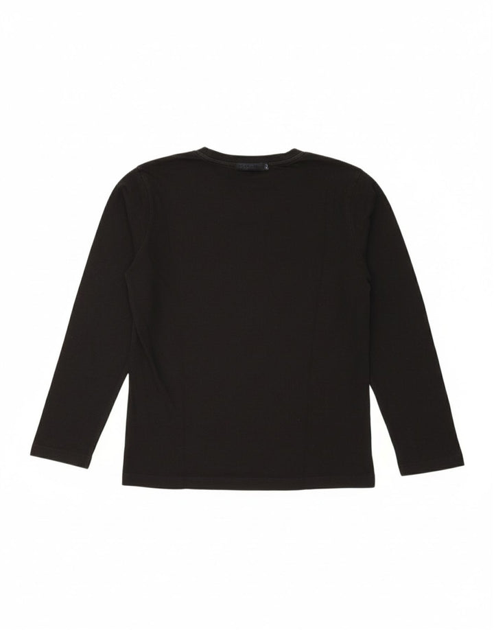 RICHMOND Mens Graphic Top Long Sleeve Medium Black Cotton