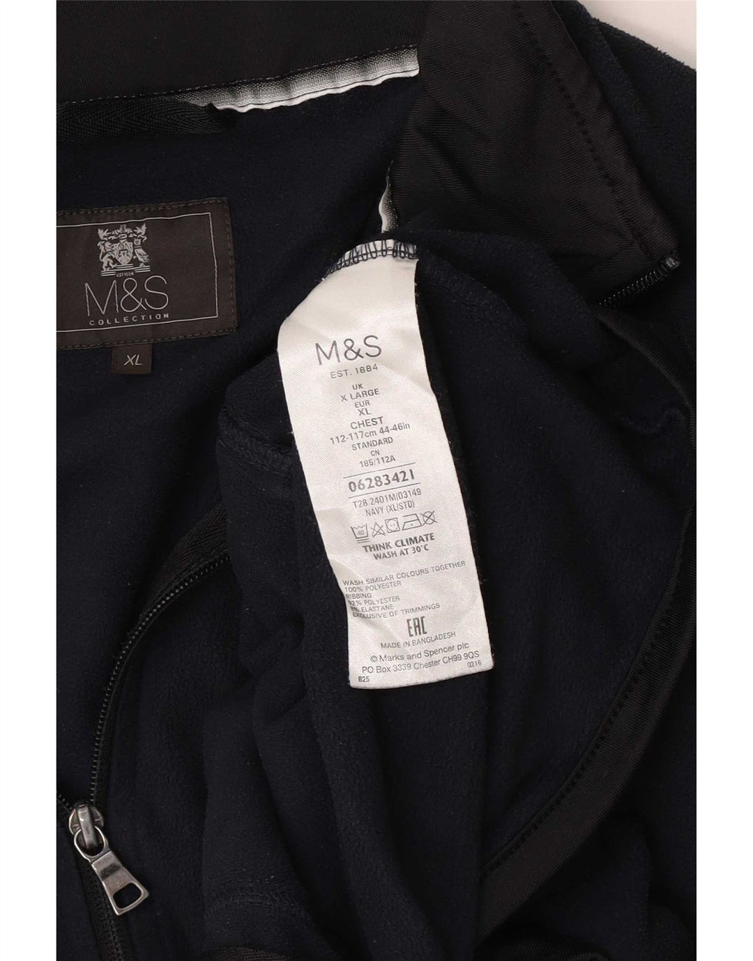 Мужская флисовая куртка Marks & Spencer UK 42 XL темно-синяя, полиэстер