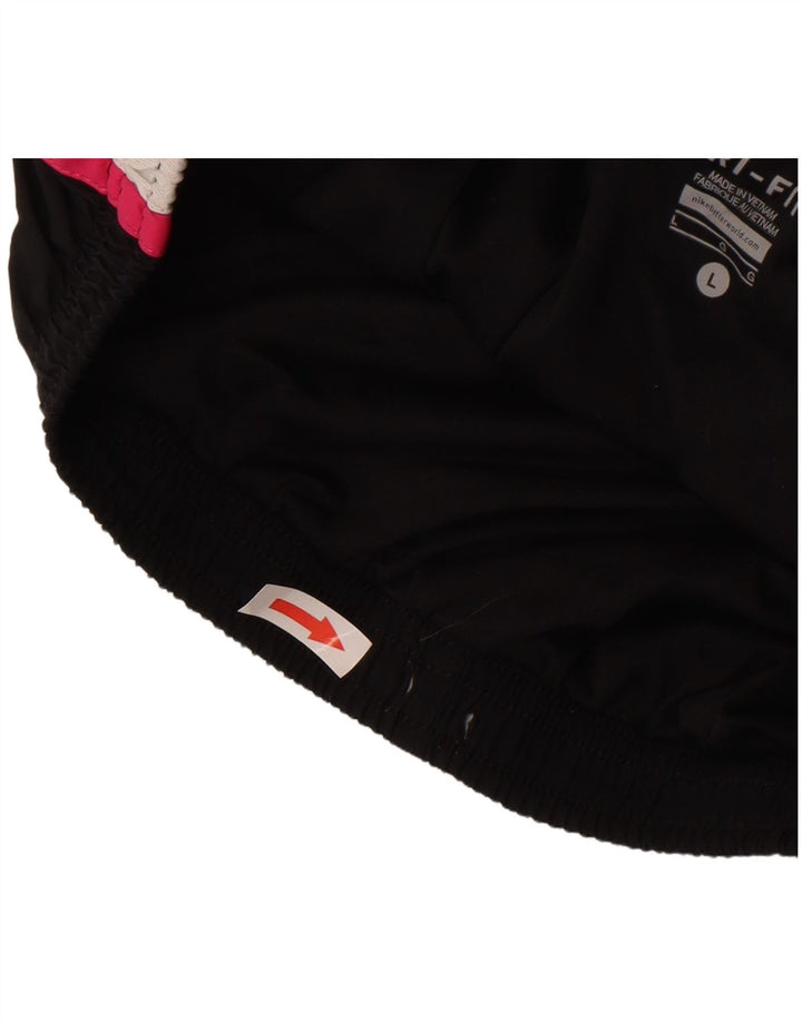 Женские спортивные шорты Nike Dri Fit UK 14, большие черные полиэстер с цветными блоками