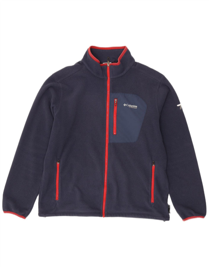 Мужская титановая флисовая куртка Columbia UK 42 XL темно-синего цвета из полиэстера