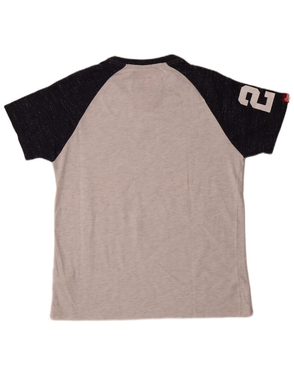 Мужская футболка с рисунком Superdry, топ XL, серая, хлопок с цветными блоками