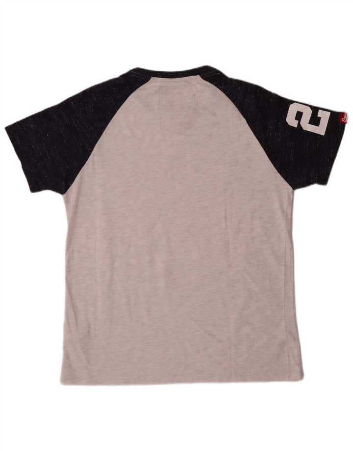 Мужская футболка с рисунком Superdry, топ XL, серая, хлопок с цветными блоками