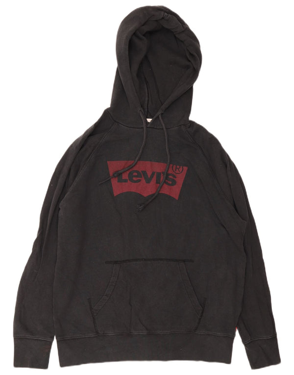 Мужской джемпер с капюшоном Levi's, черный, хлопковый, среднего размера