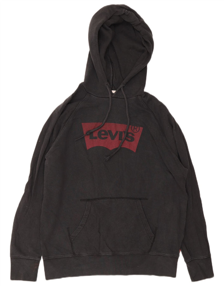 Мужской джемпер с капюшоном Levi's, черный, хлопковый, среднего размера