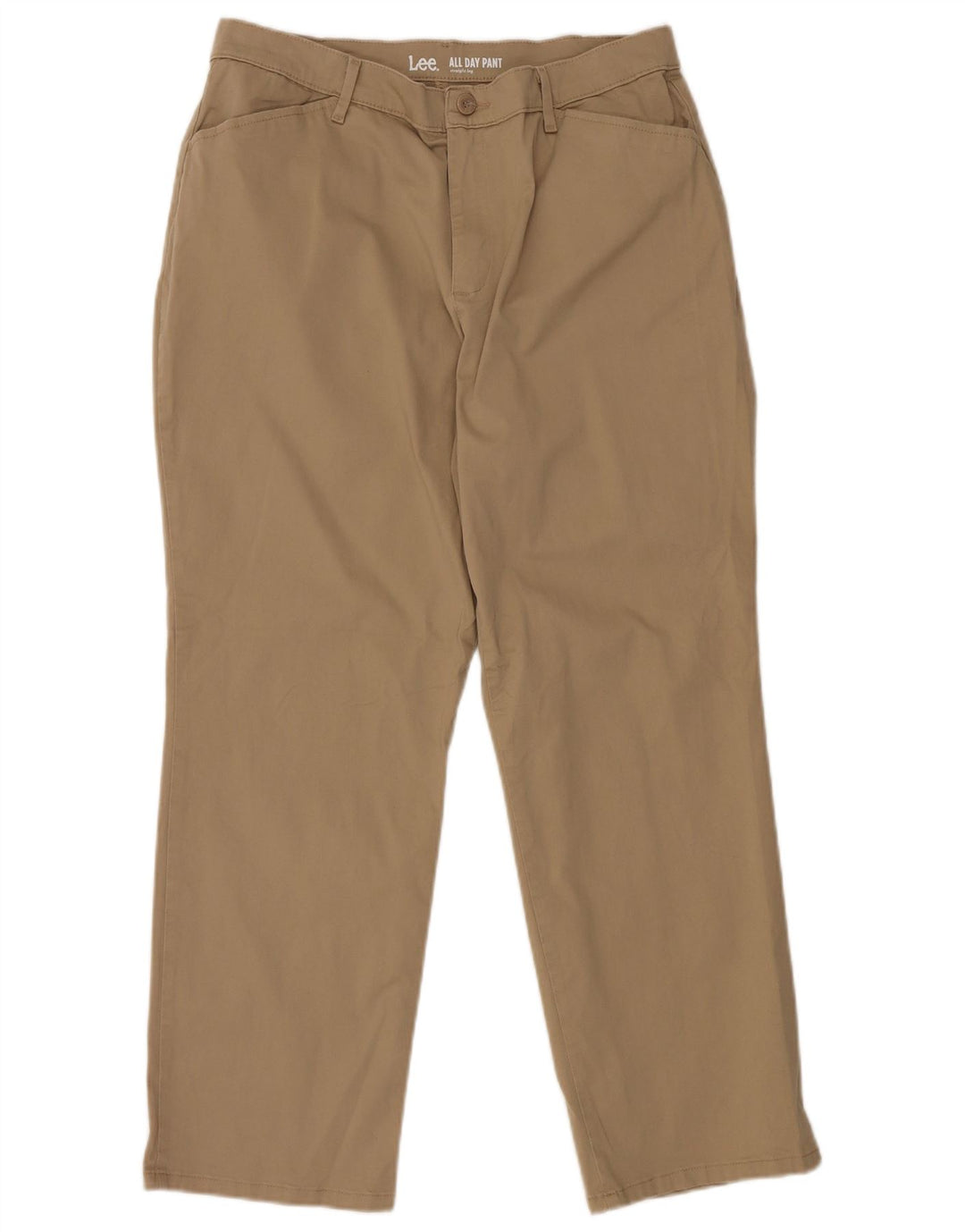 Женские прямые повседневные брюки LEE, США 14, XL, W34, L28, коричневые, хлопковые