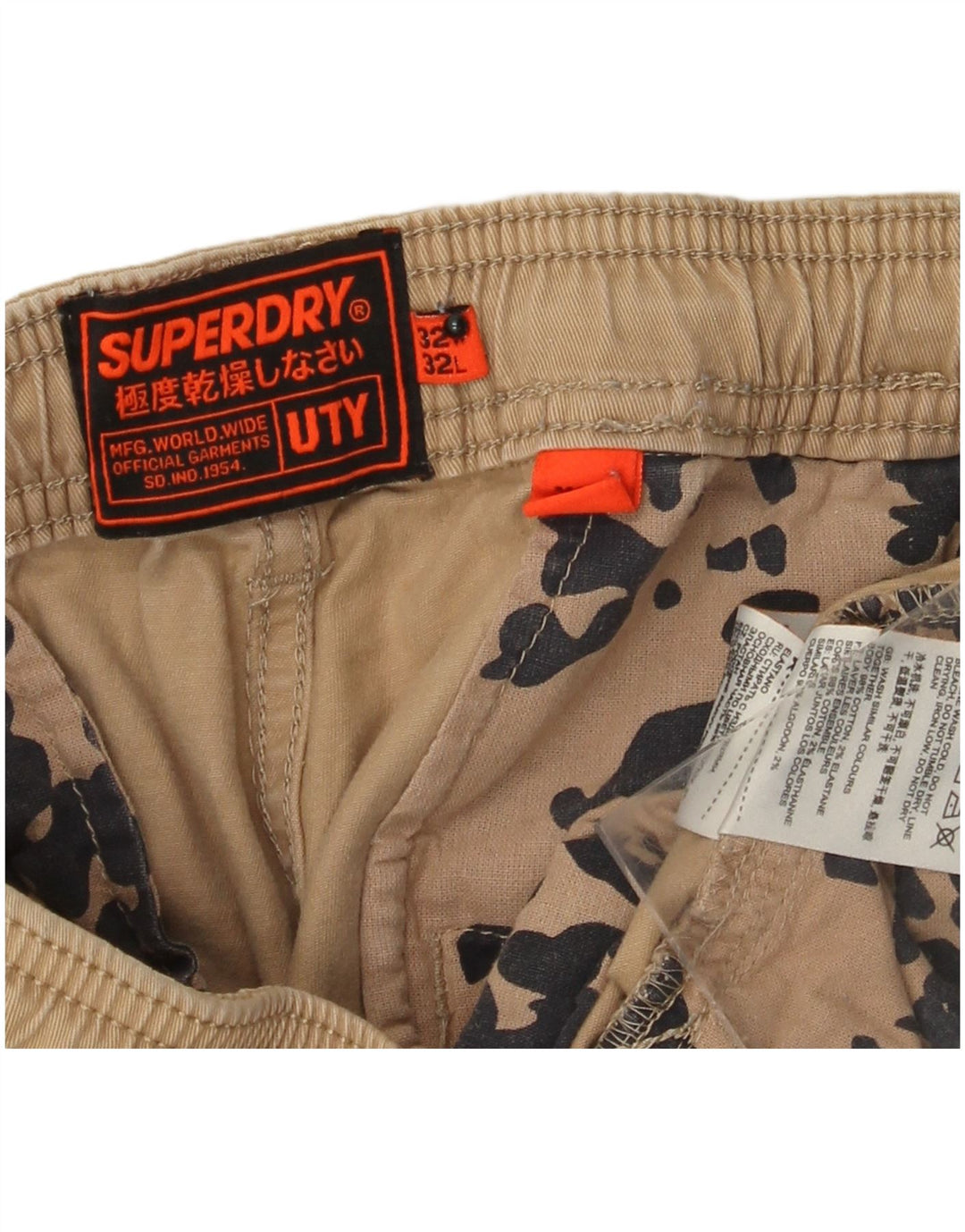 SUPERDRY Мужские прямые брюки карго W32 L29 Бежевые, хлопок