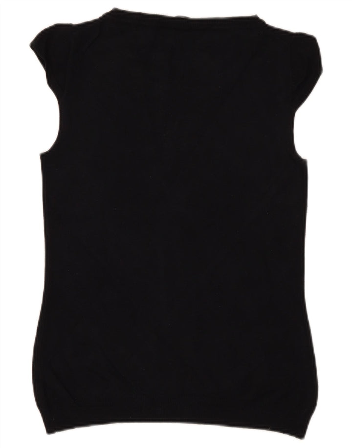 Женский джемпер с коротким рукавом MARELLA с вырезом «лодочка», Великобритания, 8, маленький черный