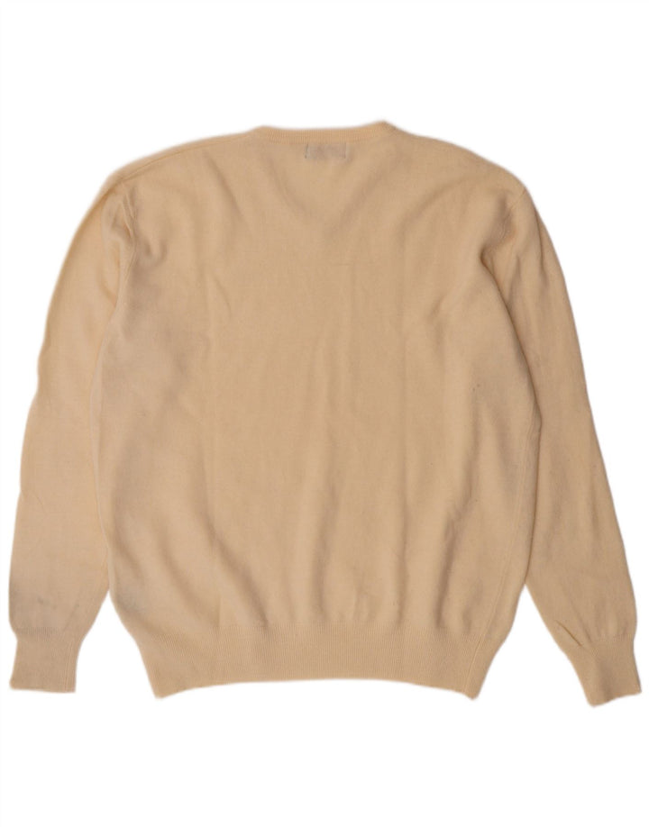 Мужской свитер Kappa с v-образным вырезом XL из белой овечьей шерсти