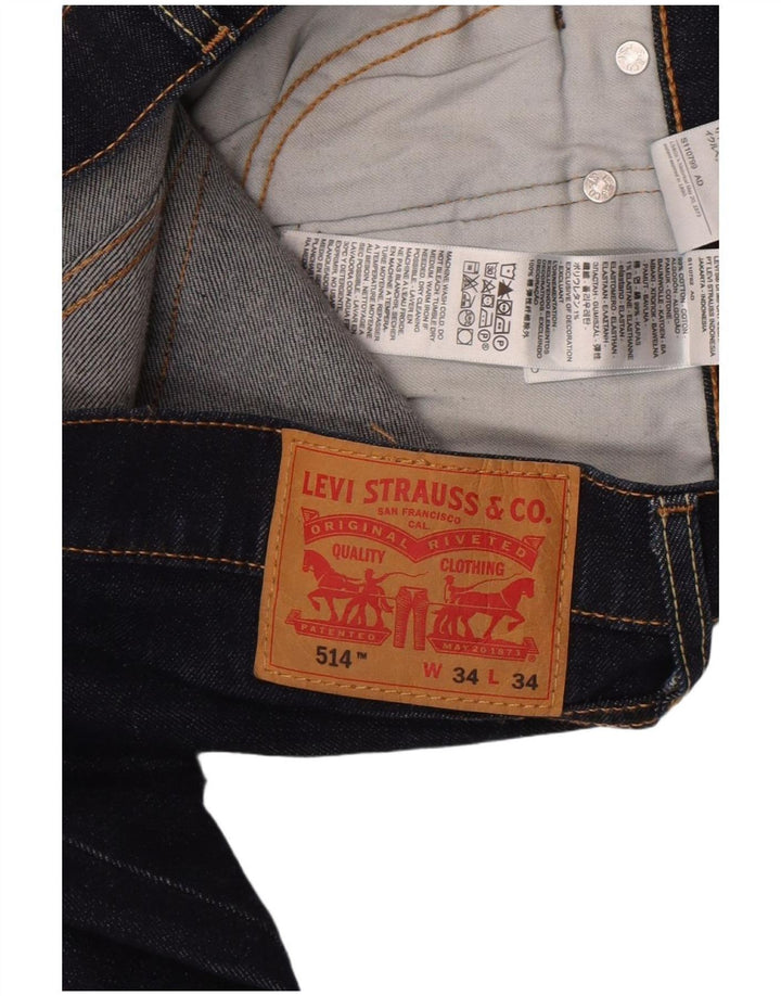 Мужские прямые джинсы Levi's 514 W34 L34 темно-синие, хлопок