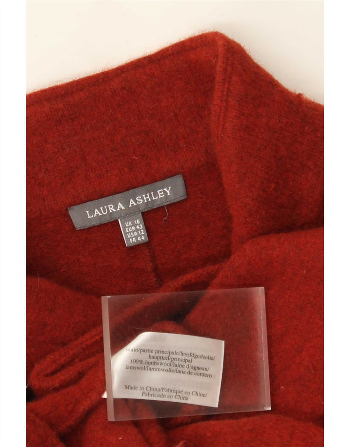Женский вязаный пиджак на молнии Laura Ashley, Великобритания 16, большой красный из овечьей шерсти