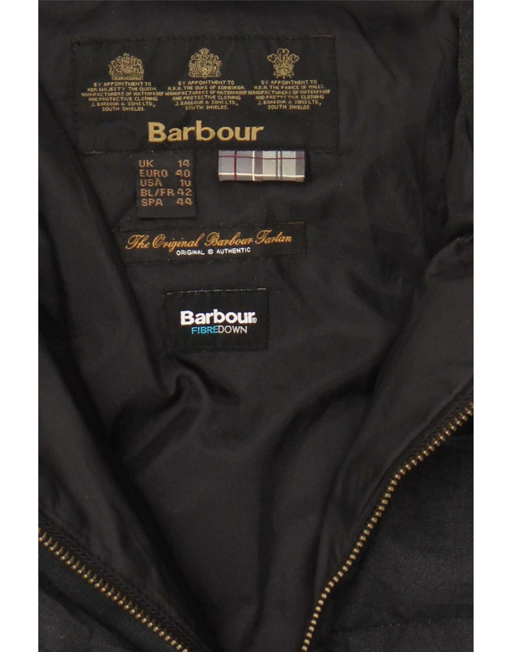 Женское стеганое пальто Barbour UK 14, большое черное с узором «елочка»