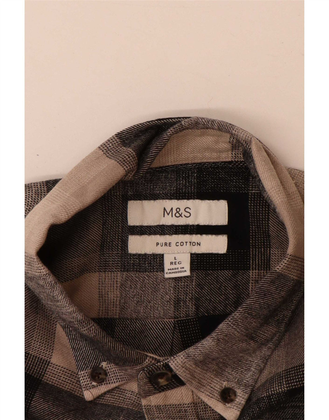 Мужская фланелевая рубашка Marks & Spencer, большая коричневая клетка, хлопок