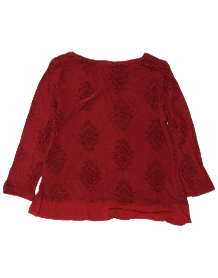 Женский укороченный топ с длинным рукавом White Stuff UK 14, большой бордовый цветочный вискоза