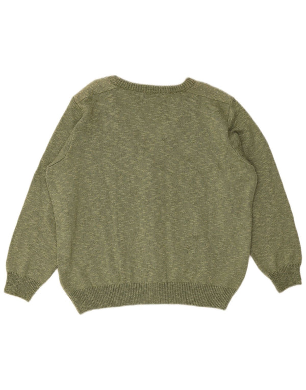 Vintage Womens Oversized Cardigan Sweater UK 14 Medium Green Flecked Cotton