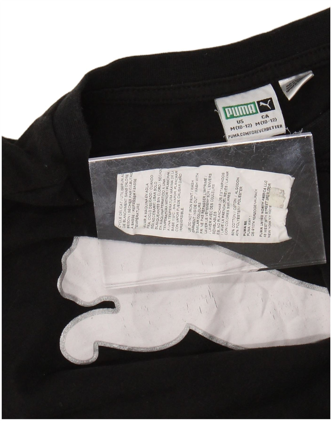 Футболка с рисунком PUMA для девочек, топ 10–11 лет, средний черный, хлопок