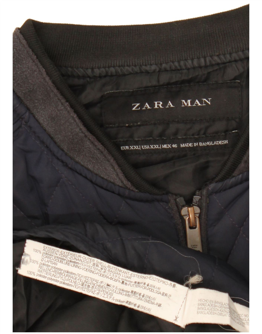 Мужской стеганый жилет Zara UK 44 2XL темно-синий из полиэстера
